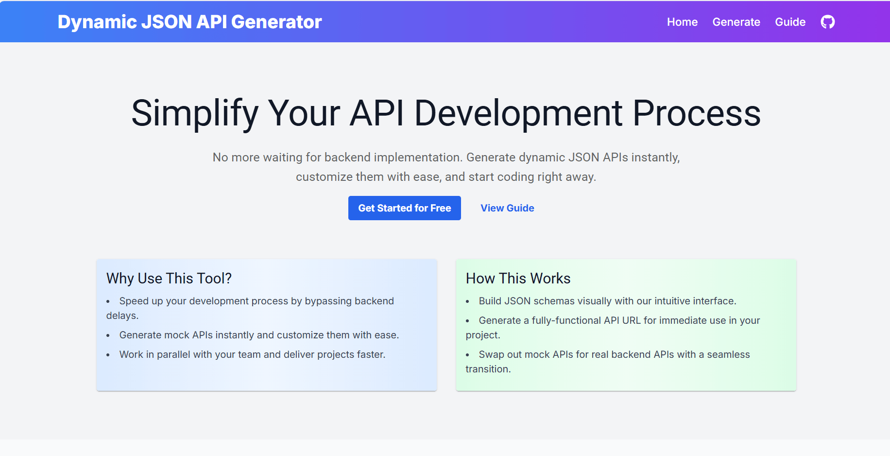 Dynamic JSON API Generator